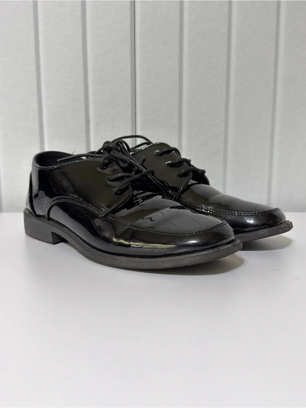Josmo Black Patent Lace-Up Kids Dress Shoes